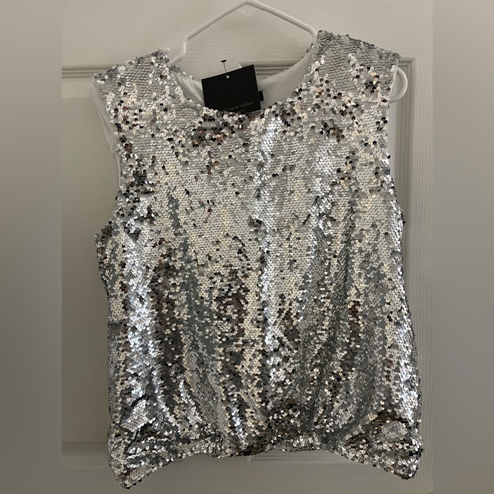 Marc New York Silver Sequin Blouse.